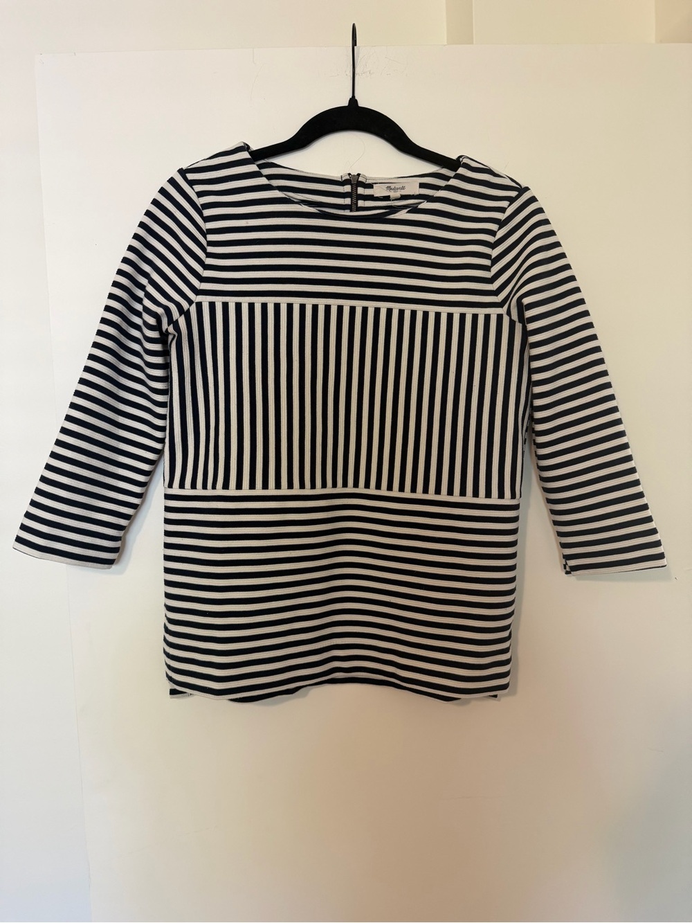 Madewell Striped Black & White Boatneck Top